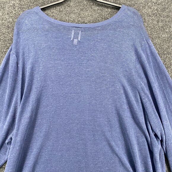 Nic + Zoe Sweater Womens 3X Blue Linen Blend Round Neck Pullover Lightweight - Picture 4 of 8